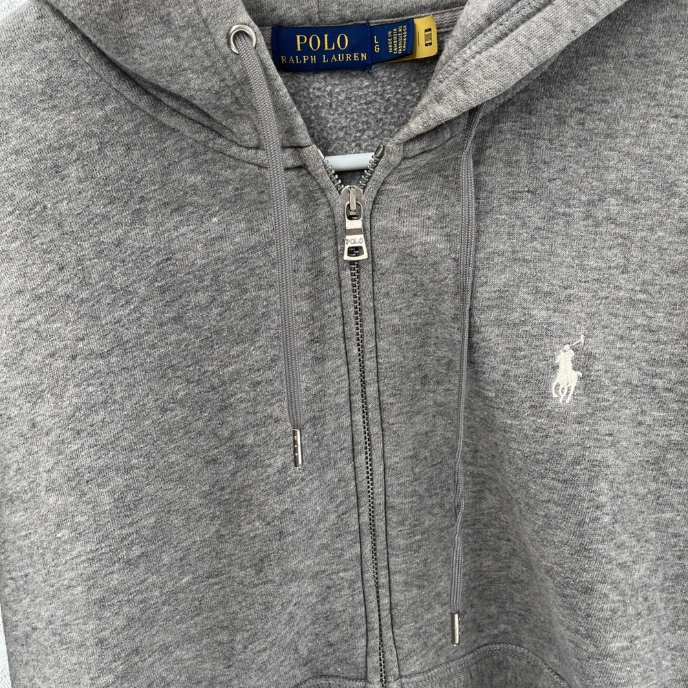Polo Ralph Lauren Womens LG Hoodie Full Zip Fleece Sweatshirt Heather Gray EUC - Picture 3 of 8